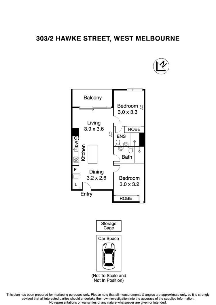 Floorplan of Homely apartment listing, 303/2 Hawke Street, West Melbourne VIC 3003