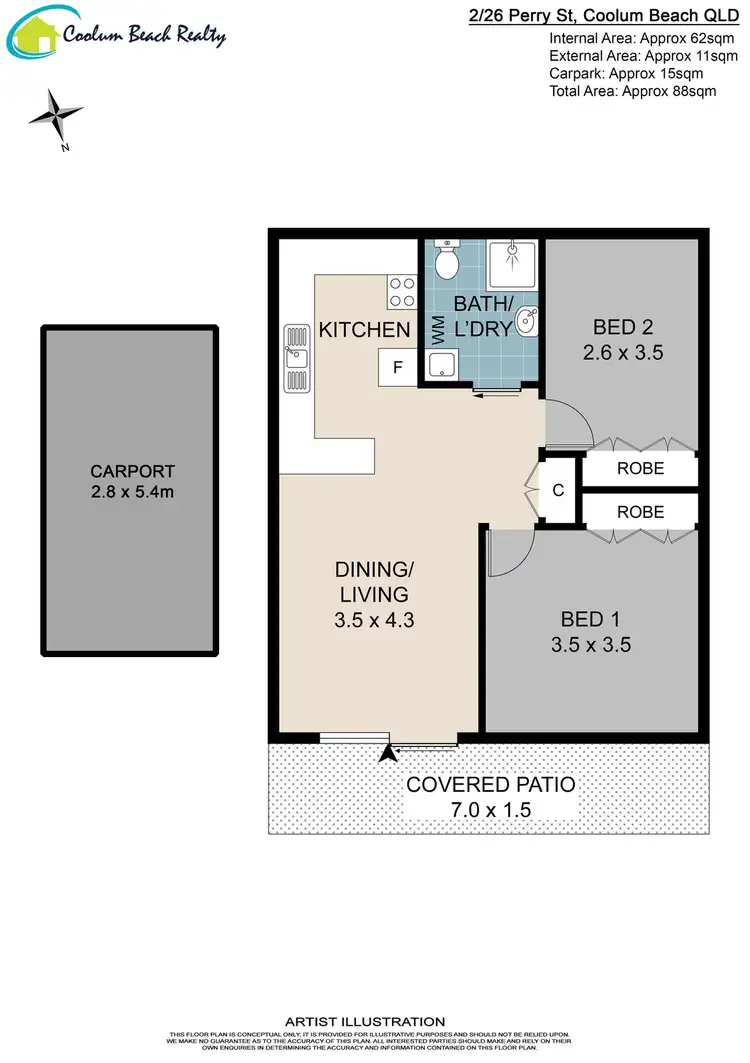 Floorplan of Homely unit listing, 2/26 Perry Street, Coolum Beach QLD 4573
