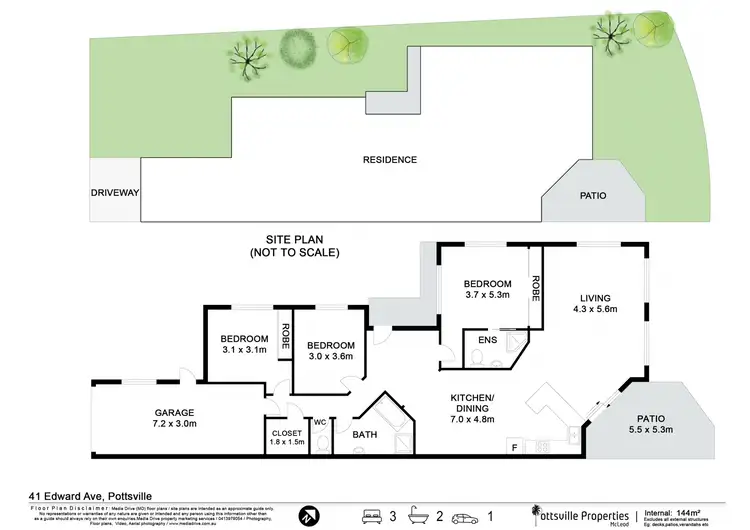 Floorplan of Homely semi-detached listing, 1/41 Edward Avenue, Pottsville NSW 2489
