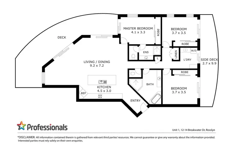Floorplan of Homely unit listing, 1/12-14 Breakwater Drive, Rosslyn QLD 4703