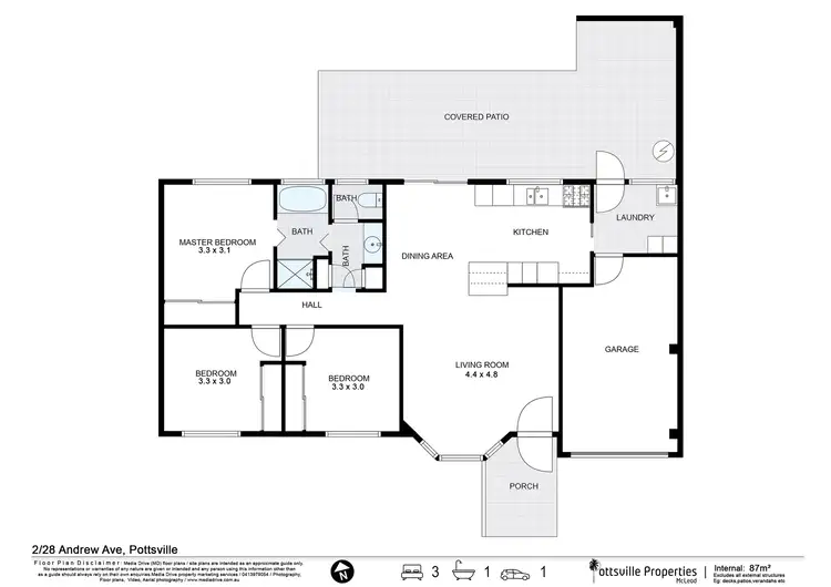 Floorplan of Homely semi-detached listing, 2/28 Andrew Avenue, Pottsville NSW 2489