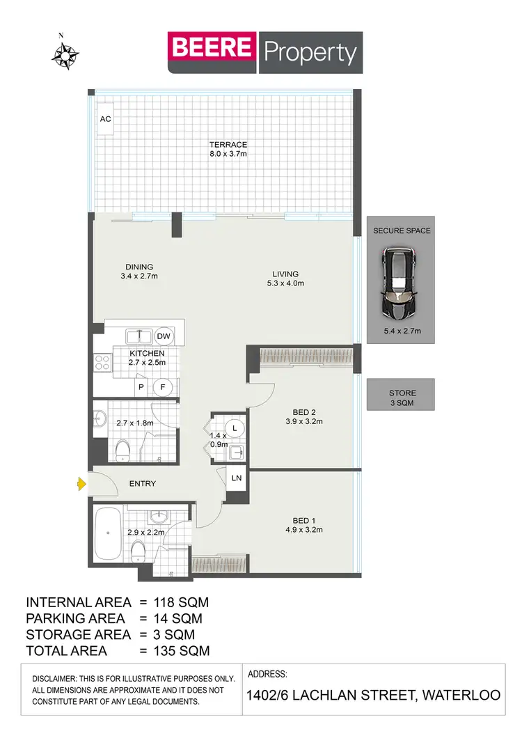 Floorplan of Homely apartment listing, 1402/6 Lachlan Street, Waterloo NSW 2017