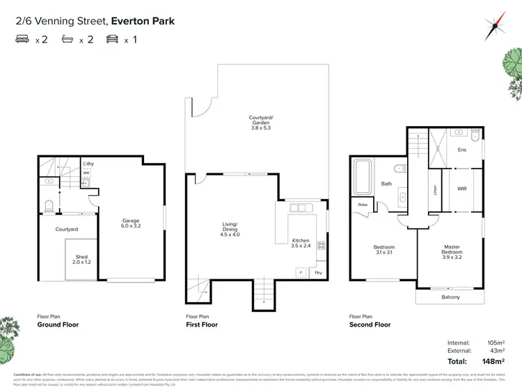 Floorplan of Homely townhouse listing, 2/6 Venning Street, Everton Park QLD 4053