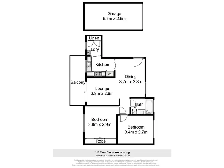 Floorplan of Homely unit listing, 1/6 Eyre Place, Warrawong NSW 2502