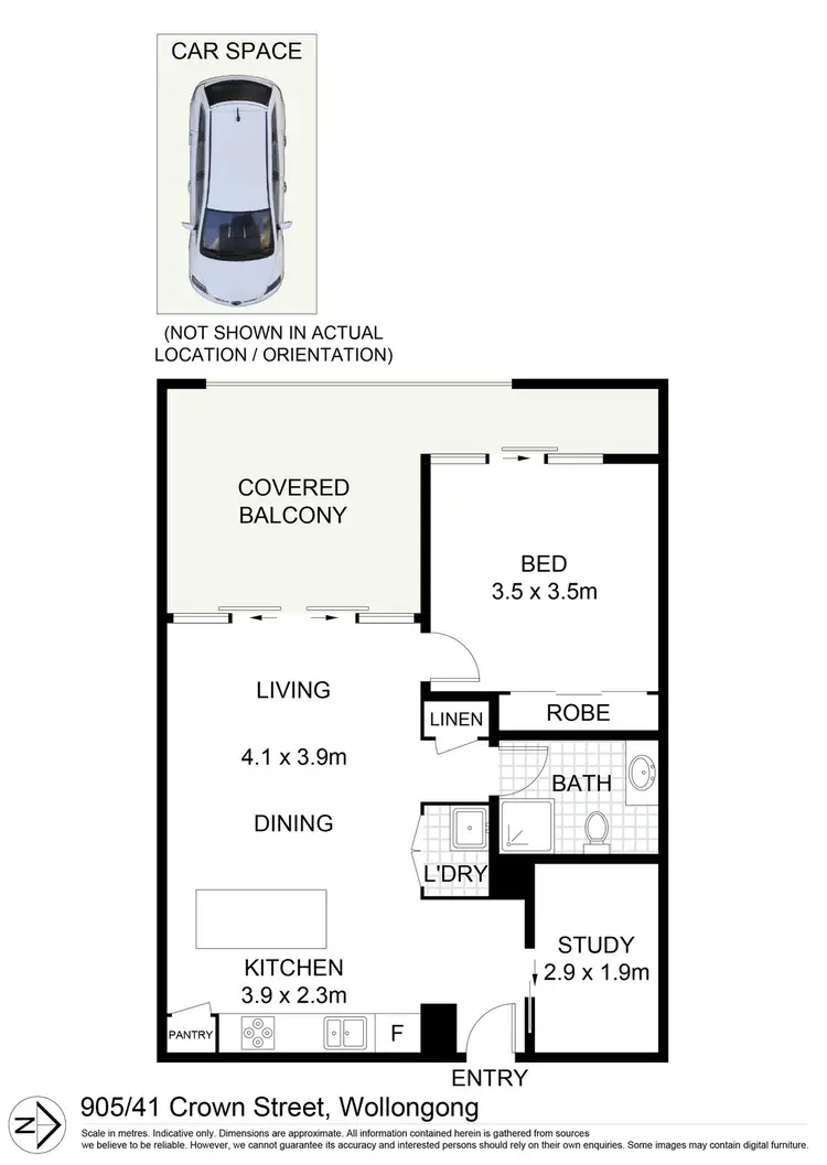 Floorplan of Homely apartment listing, 905/41 Crown Street, Wollongong NSW 2500