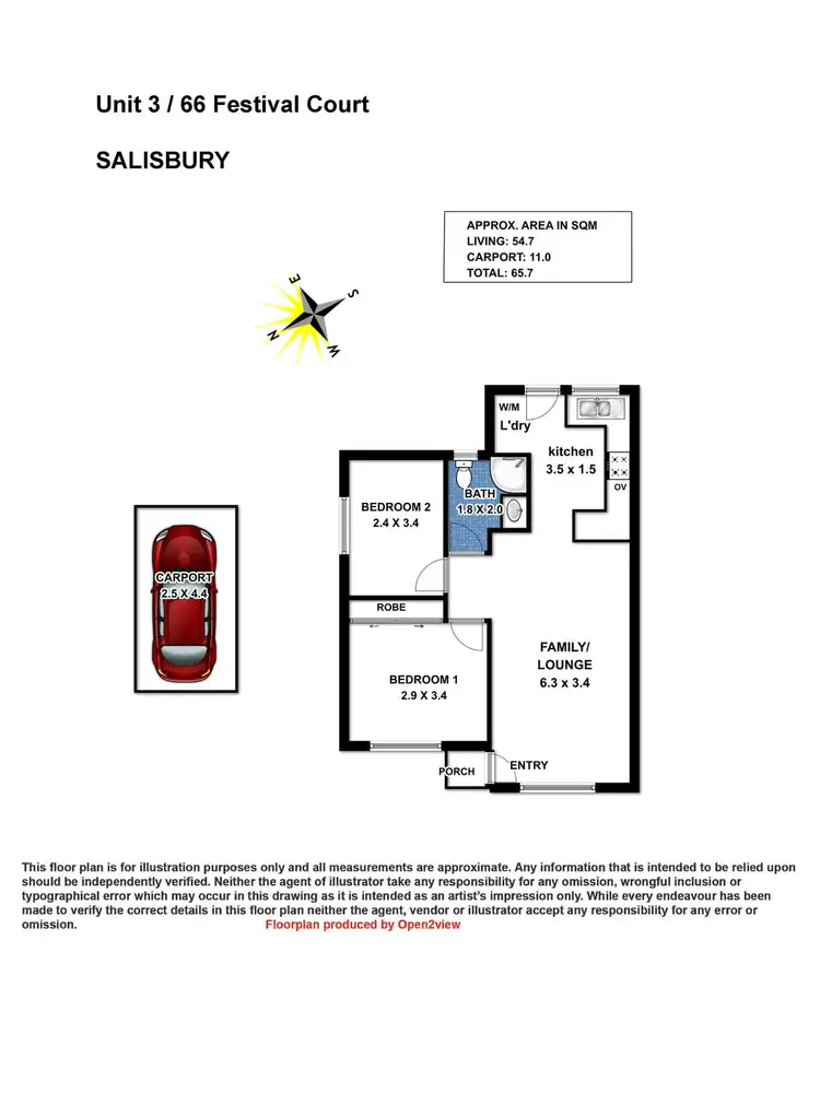 Floorplan of Homely unit listing, 3/66 Festival Court, Salisbury SA 5108