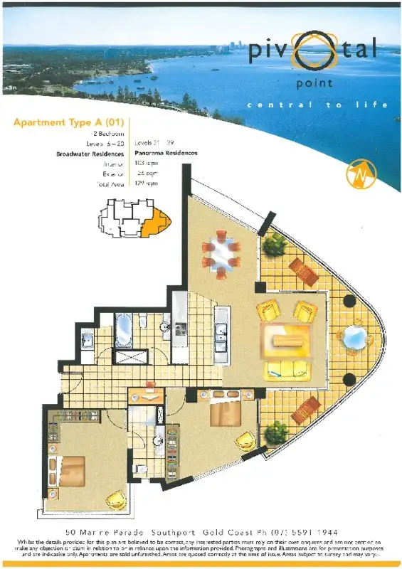 Floorplan of Homely apartment listing, 2501/Pivotal Point 50 Marine Parade, Southport QLD 4215
