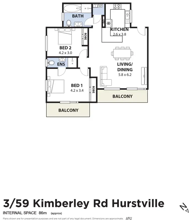 Floorplan of Homely unit listing, 3/59 Kimberley Road, Hurstville NSW 2220