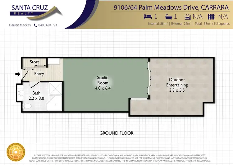 Floorplan of Homely studio listing, 9106/64 Palm Meadows Drive, Carrara QLD 4211