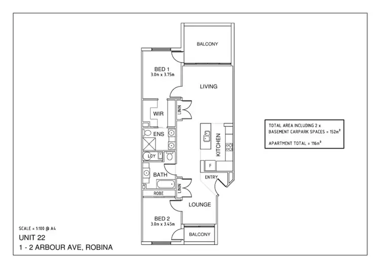 Floorplan of Homely unit listing, 22/1-2 Arbour Avenue, Robina QLD 4226
