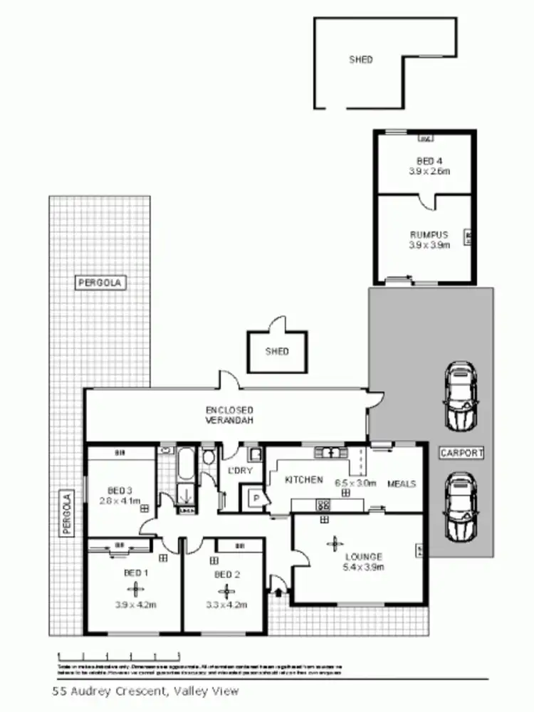 Floorplan of Homely house listing, 55 Audrey Crescent, Valley View SA 5093