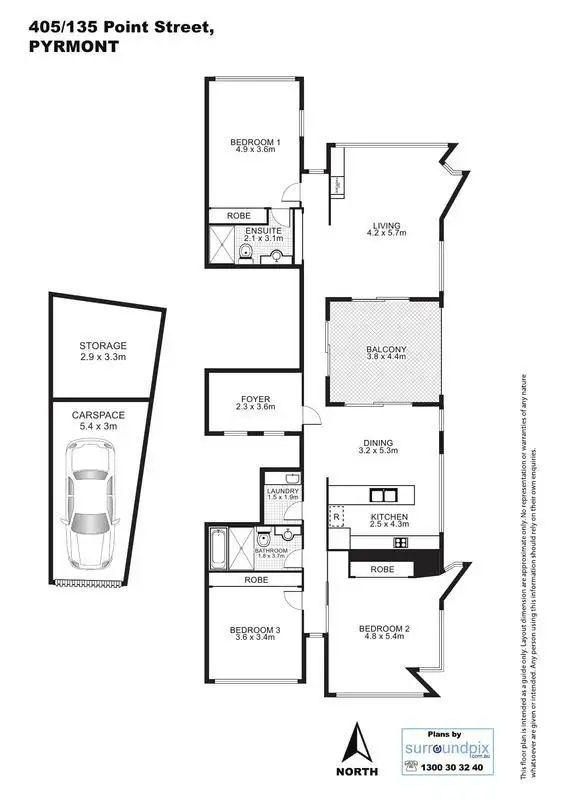 Floorplan of Homely apartment listing, 405/135 Point Street, Pyrmont NSW 2009