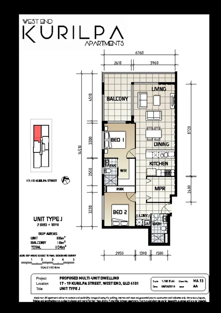 Floorplan of Homely apartment listing, 105/17 Kurilpa Street, West End QLD 4101