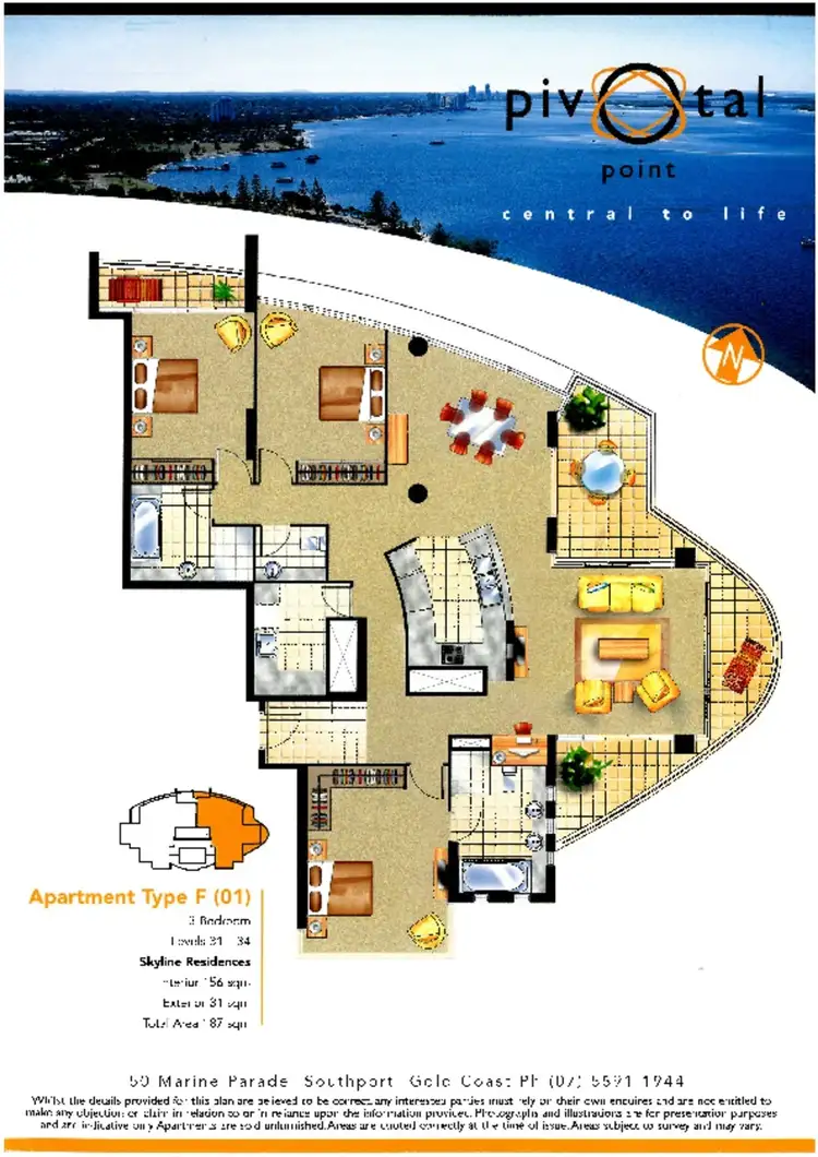 Floorplan of Homely unit listing, 3101 Pivotal Point 50 Marine Parade, Southport QLD 4215