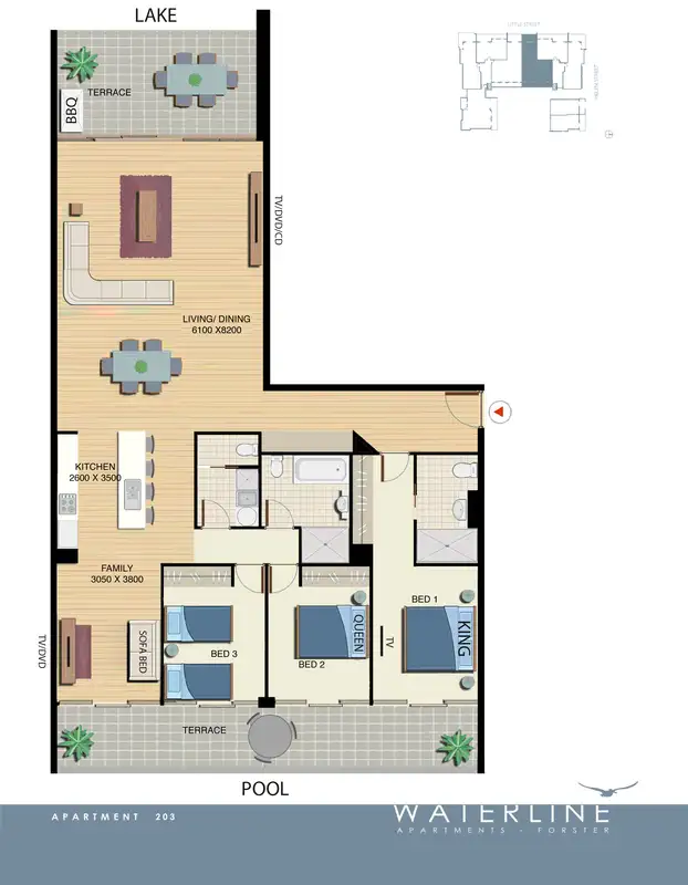 Floorplan of Homely unit listing, 203/30-34 Little Street, Forster NSW 2428