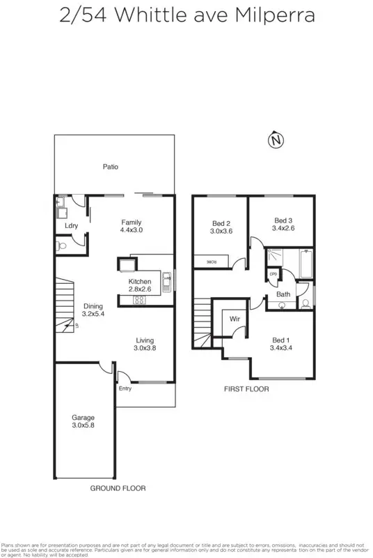 Floorplan of Homely semi-detached listing, 2/54 Whittle Avenue, Milperra NSW 2214