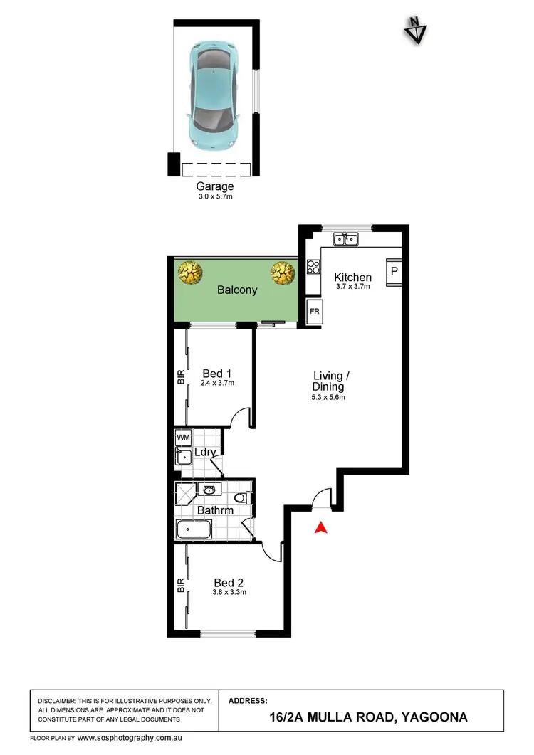 Floorplan of Homely unit listing, 16/2A Mulla Road, Yagoona NSW 2199