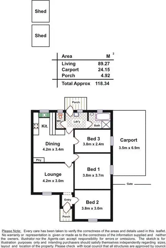 Floorplan of Homely semi-detached listing, 61 Willison Road, Elizabeth South SA 5112