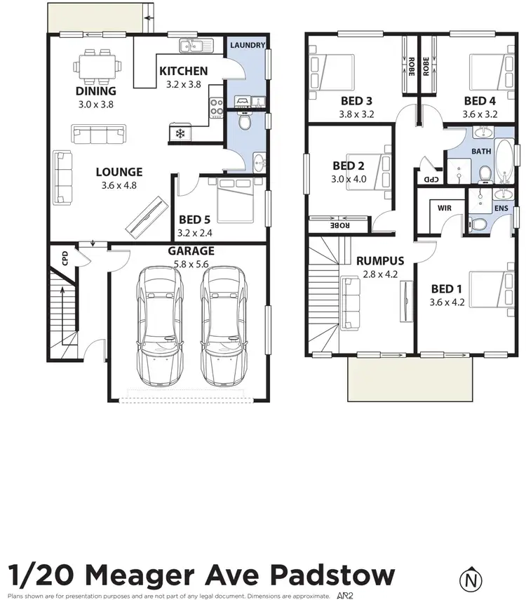 Floorplan of Homely townhouse listing, 1 & 2/20 Meager Avenue, Padstow NSW 2211