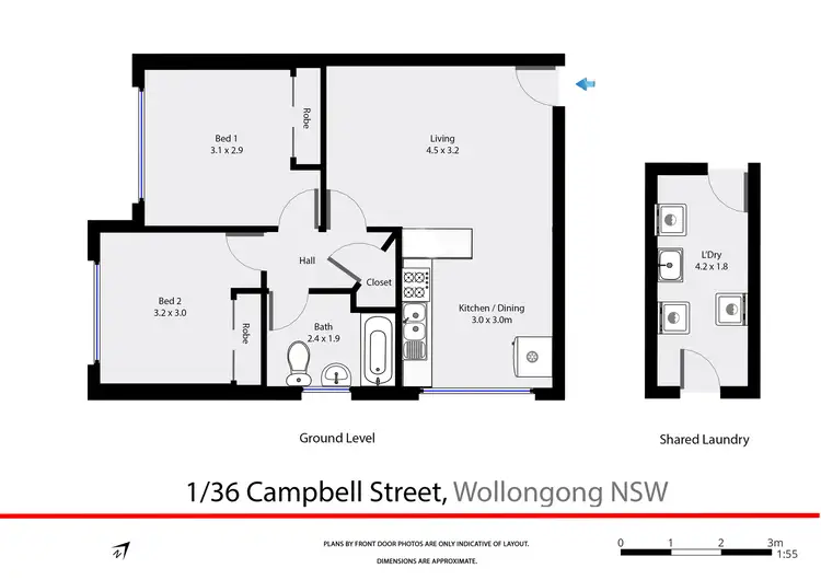 Floorplan of Homely unit listing, 1/36 Campbell Street, Wollongong NSW 2500