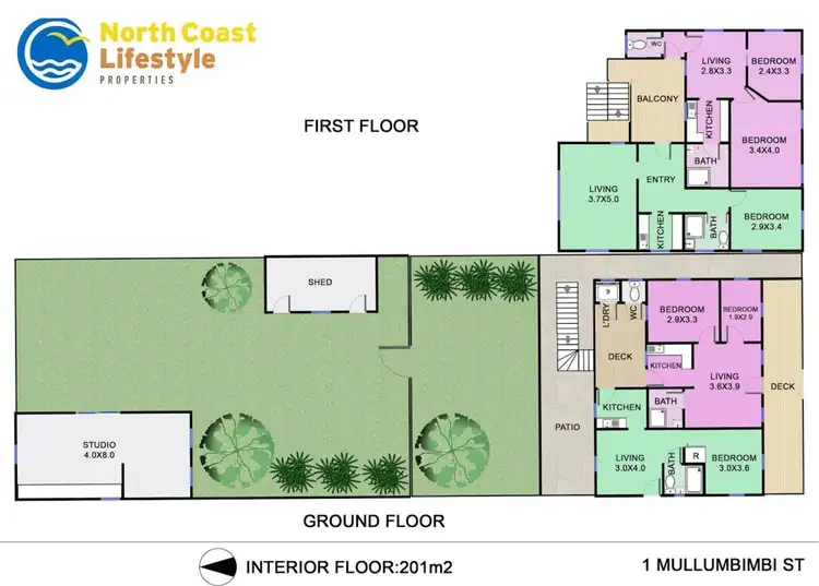 Floorplan of Homely block of units listing, 1,2,3 & 4/No 1 Mullumbimbi Street, Brunswick Heads NSW 2483