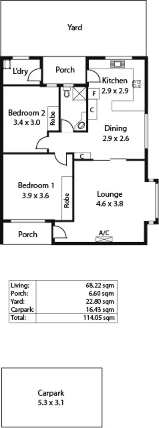 Floorplan of Homely unit listing, 1/16 Ranelagh Street, Woodville SA 5011
