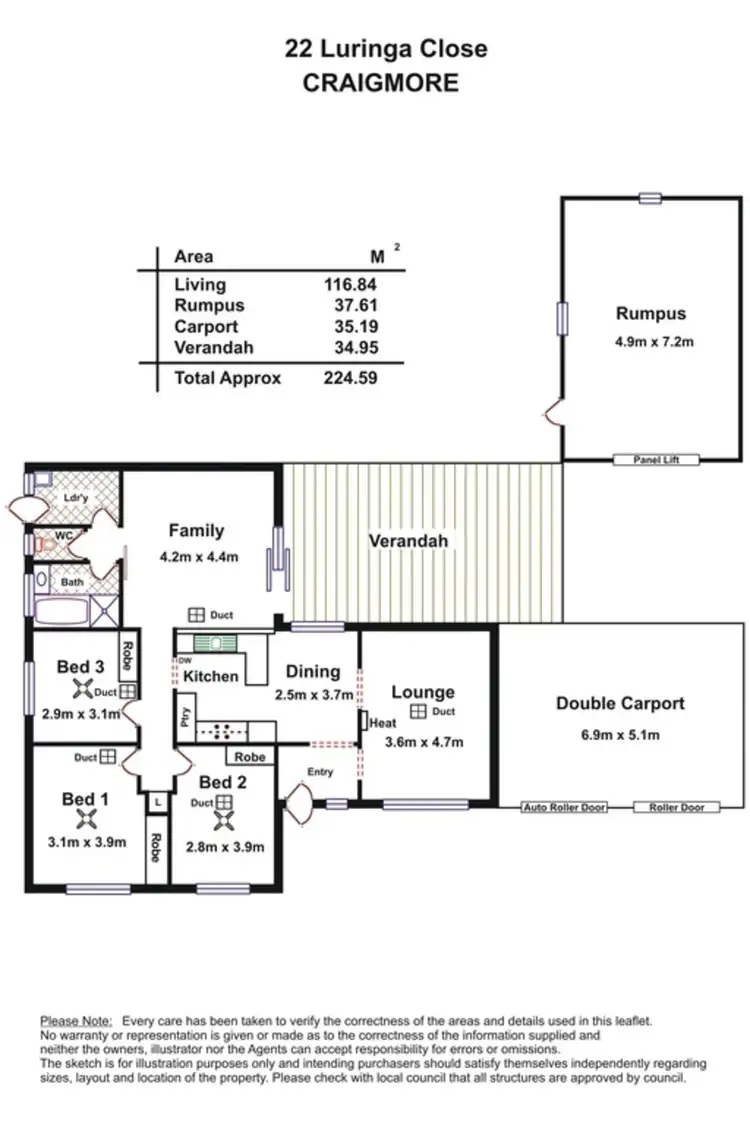 Floorplan of Homely house listing, 22 Luringa Close, Craigmore SA 5114