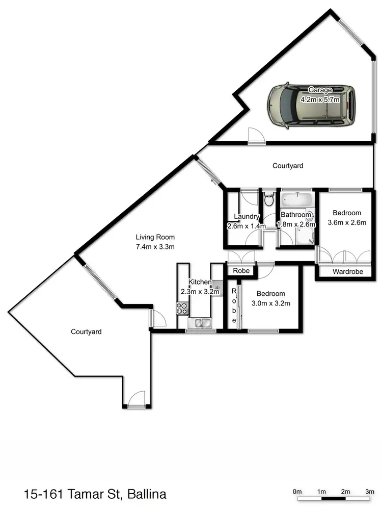 Floorplan of Homely villa listing, 15/161 Tamar Street, Ballina NSW 2478
