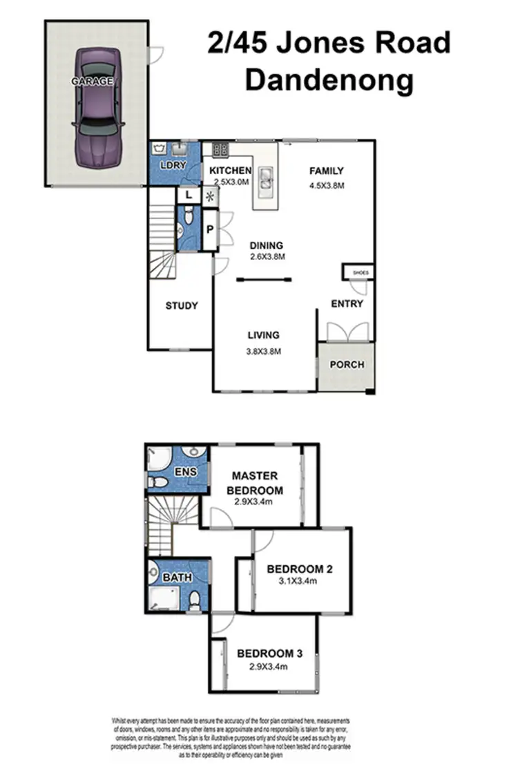Floorplan of Homely townhouse listing, 2/45 Jones Road, Dandenong VIC 3175
