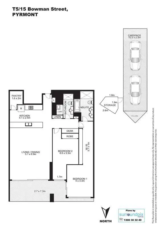 Floorplan of Homely apartment listing, T5/15 Bowman Street, Pyrmont NSW 2009