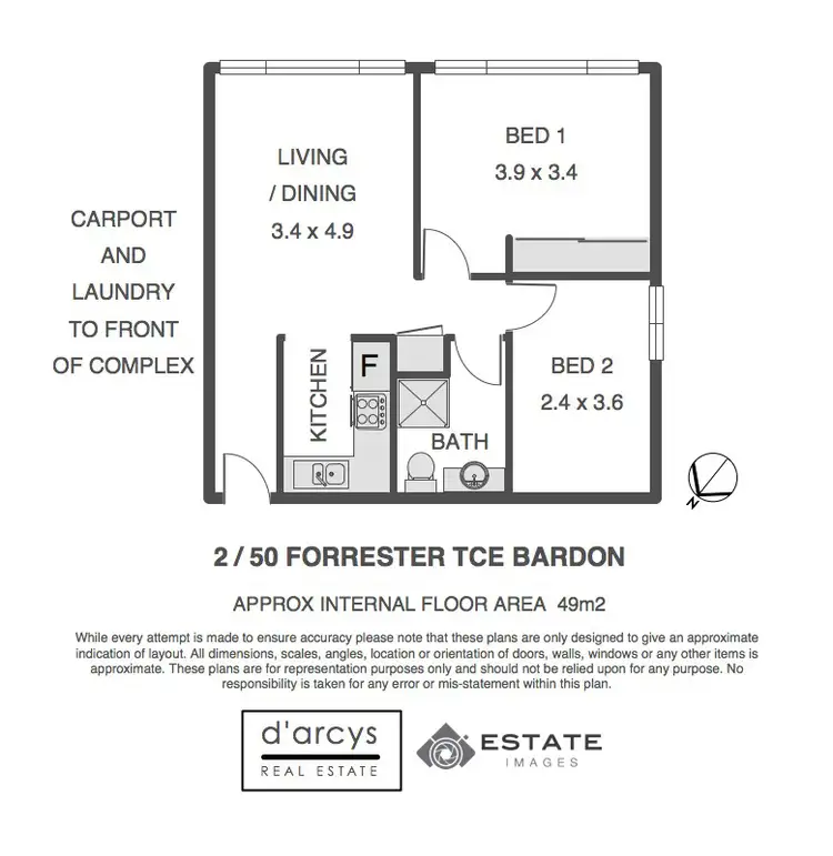 Floorplan of Homely unit listing, 2/50 Forrester Terrace, Bardon QLD 4065