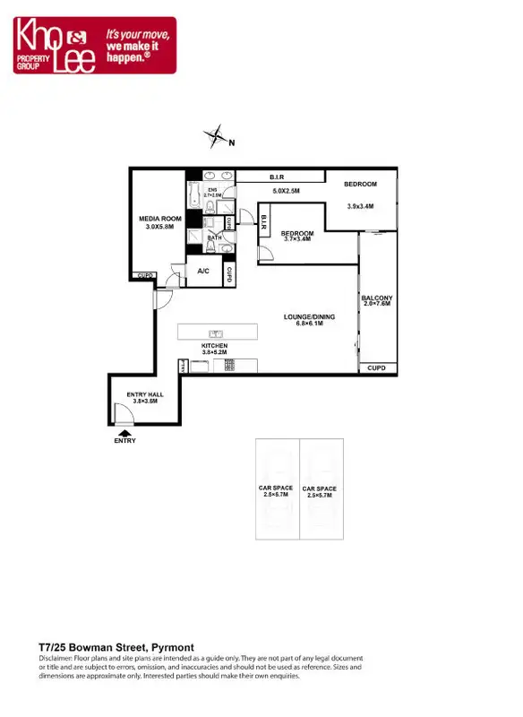 Floorplan of Homely apartment listing, T7/25 Bowman Street, Pyrmont NSW 2009