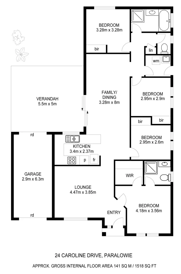 Floorplan of Homely house listing, 24 Caroline Drive, Paralowie SA 5108