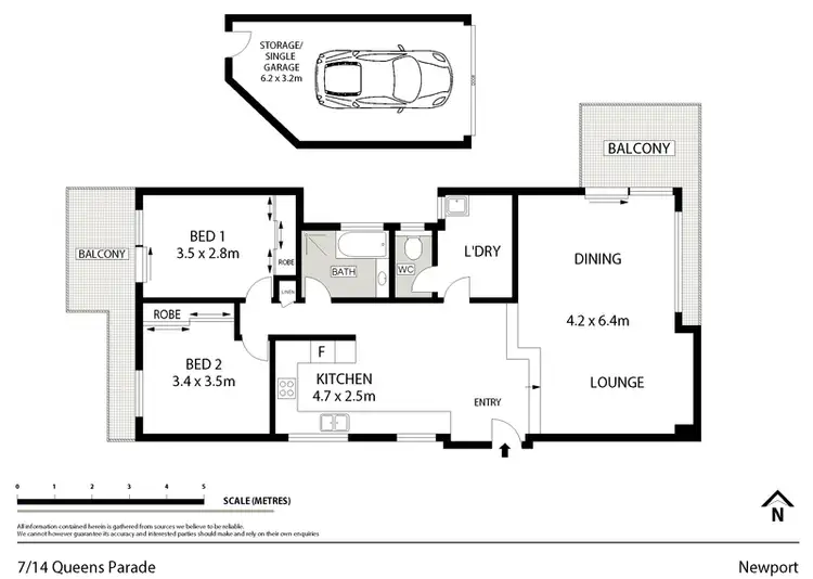 Floorplan of Homely unit listing, 7/14-16 Queens Parade, Newport NSW 2106