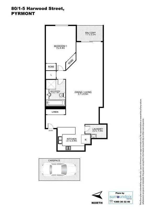 Floorplan of Homely apartment listing, 80/1 Harwood Street, Pyrmont NSW 2009