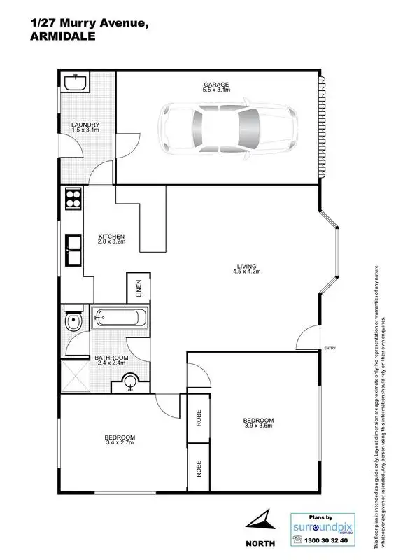 Floorplan of Homely townhouse listing, 1/27 Murray Avenue, Armidale NSW 2350