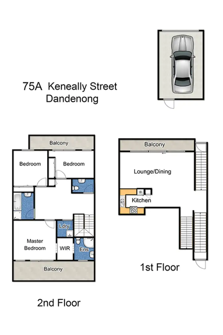 Floorplan of Homely townhouse listing, 75A Keneally Street, Dandenong VIC 3175