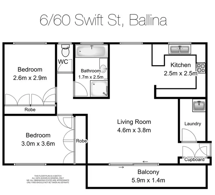 Floorplan of Homely townhouse listing, 6/60 Swift Street, Ballina NSW 2478