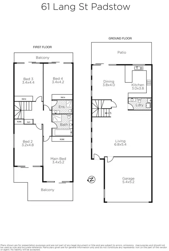 Floorplan of Homely semi-detached listing, 61 Lang Street, Padstow NSW 2211