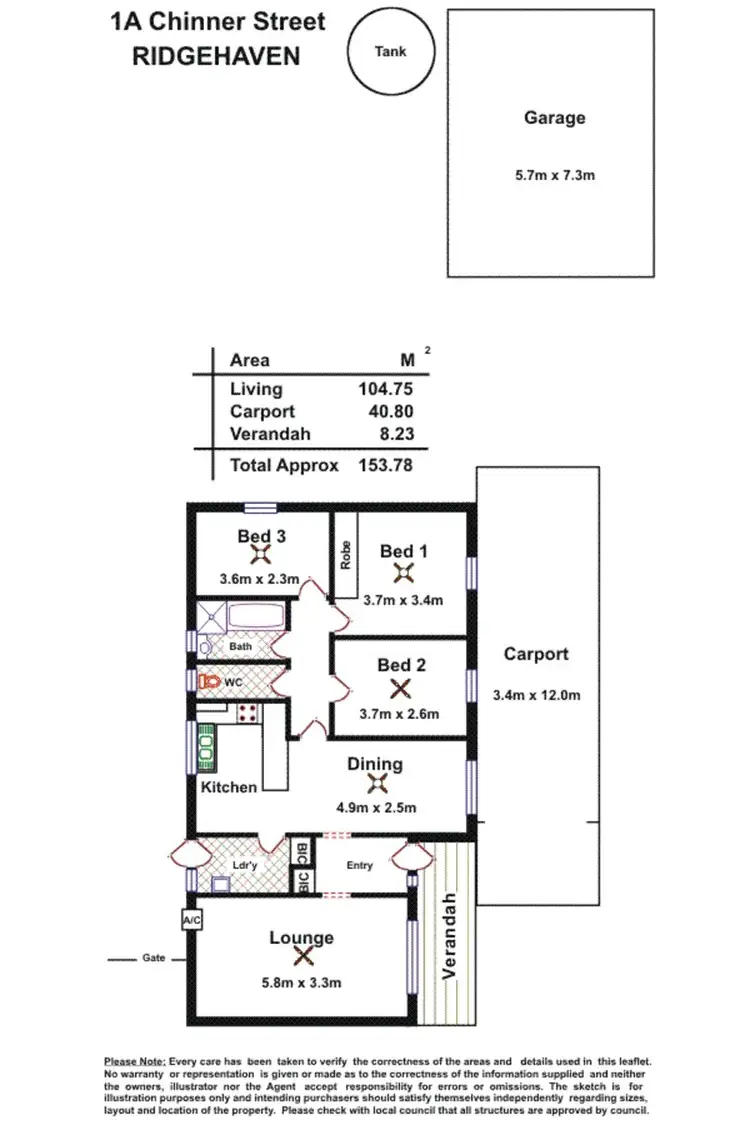 Floorplan of Homely house listing, 1A Chinner Street, Ridgehaven SA 5097