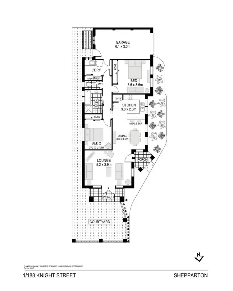 Floorplan of Homely townhouse listing, 1/188 Knight Street, Shepparton VIC 3630