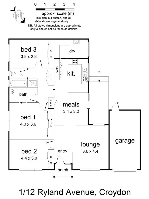 Floorplan of Homely unit listing, 1/12 Ryland Avenue, Croydon VIC 3136