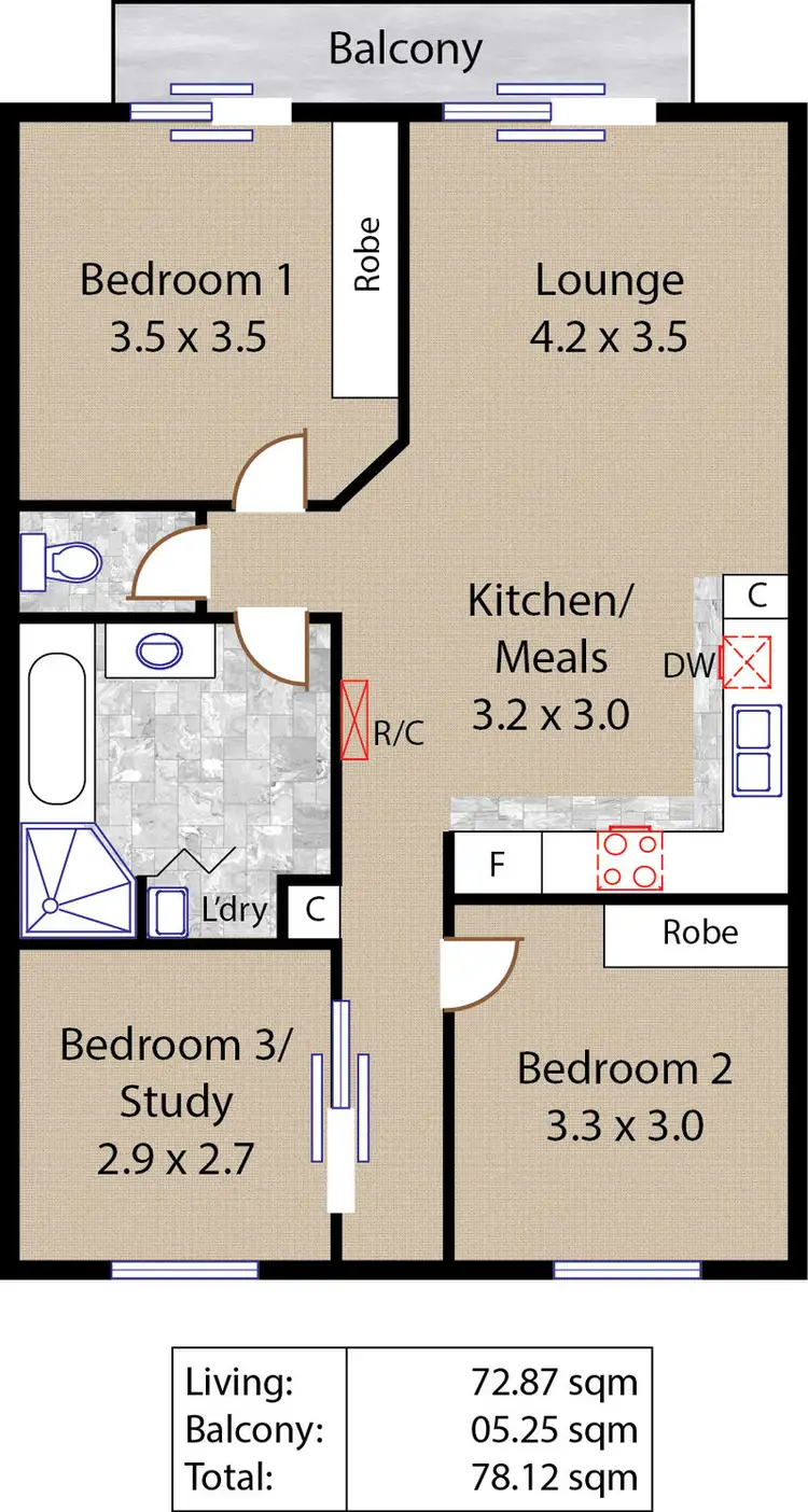 Floorplan of Homely apartment listing, 24/10-16 Light Common, Mawson Lakes SA 5095