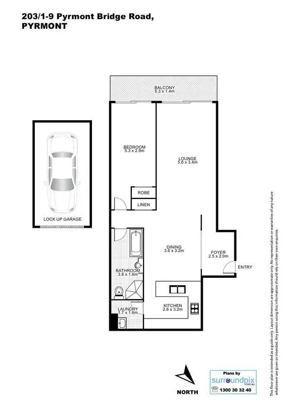 Floorplan of Homely apartment listing, 203/1-9 Pyrmont Bridge Road, Pyrmont NSW 2009