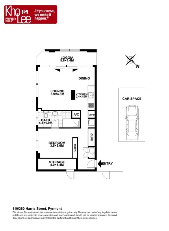 Floorplan of Homely apartment listing, 110/380 Harris Street, Pyrmont NSW 2009