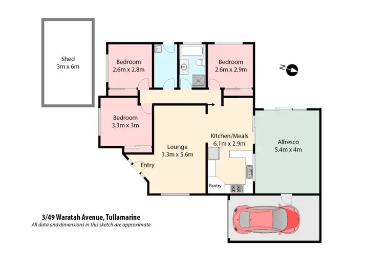 Floorplan of Homely unit listing, 3/49 Waratah Avenue, Tullamarine VIC 3043