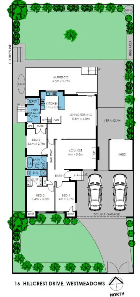 Floorplan of Homely house listing, 16 Hillcrest Drive, Westmeadows VIC 3049
