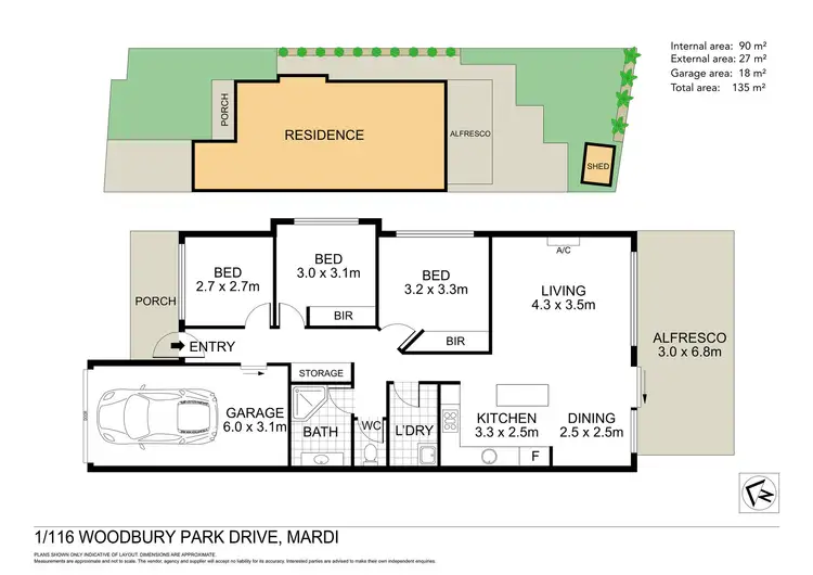 Floorplan of Homely townhouse listing, 1/116 Woodbury Park Dr, Mardi NSW 2259