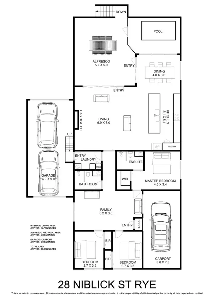 Floorplan of Homely house listing, 28 Niblick Street, Rye VIC 3941