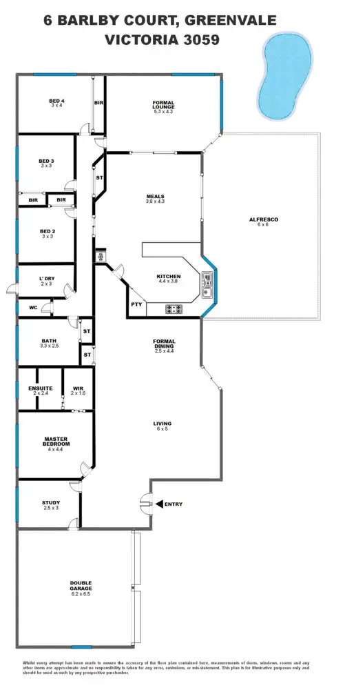 Floorplan of Homely house listing, 6 Barlby Court, Greenvale VIC 3059